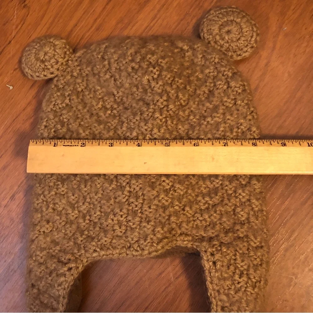Andes Fair Trade Beanie Hat Brown Teddy Bear Tassles Alpaca Blend Kids Adult S